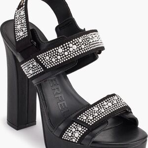 Karl Lagerfeld Black Heels with White Embellishments